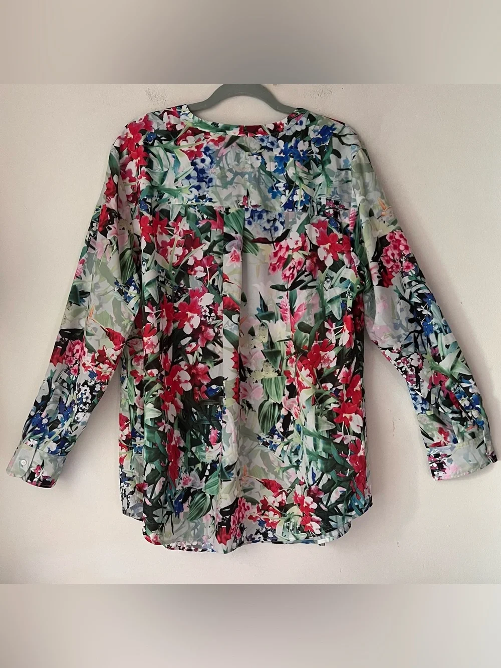 NWT Talbots Popover Multicolor Floral Long-Sleeve Blouse Sz 2X